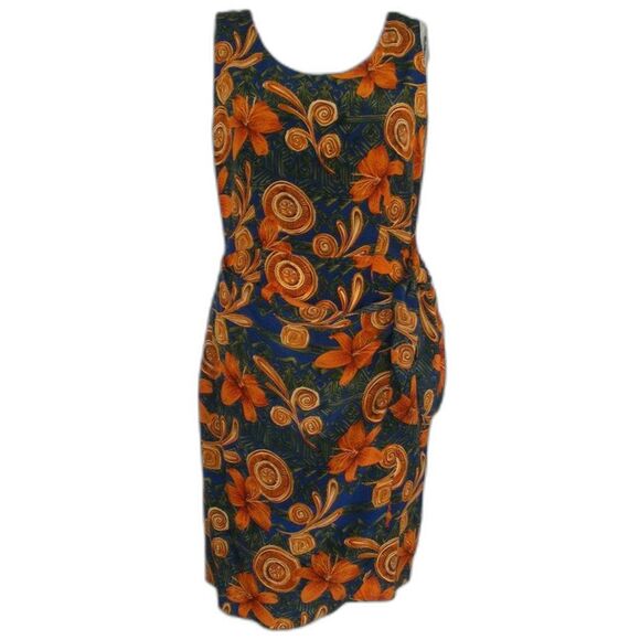 Vintage Spencer Jeremy Dress, 6, Silk, Multicolor, Polynesian, Ties on Hip - Picture 10 of 13